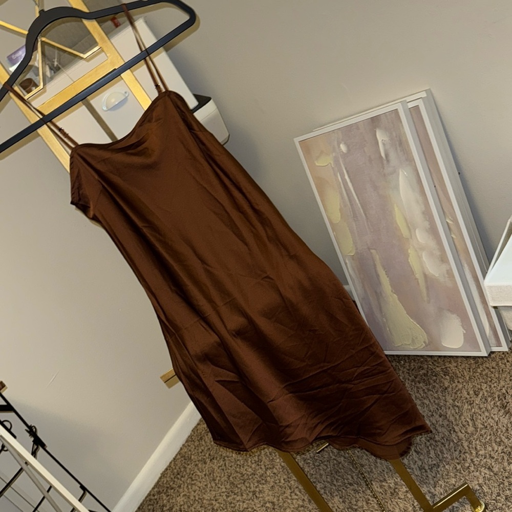Forever 21 Brown Silky Dress Small